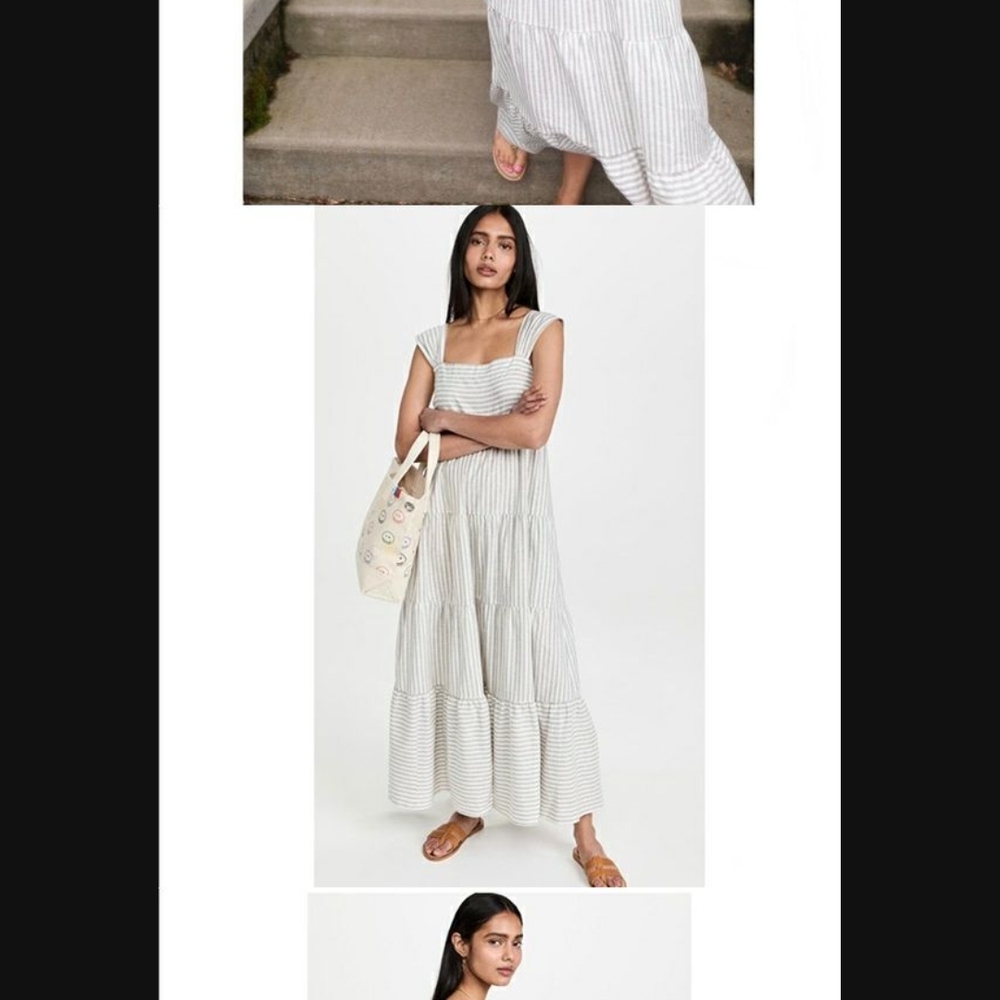 Madewell Gray Striped Maxi Dress